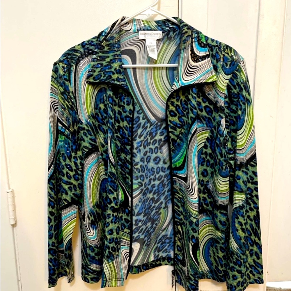 Colorful Animal Print Jacket Drapers & Damons new without tag blue green leopard